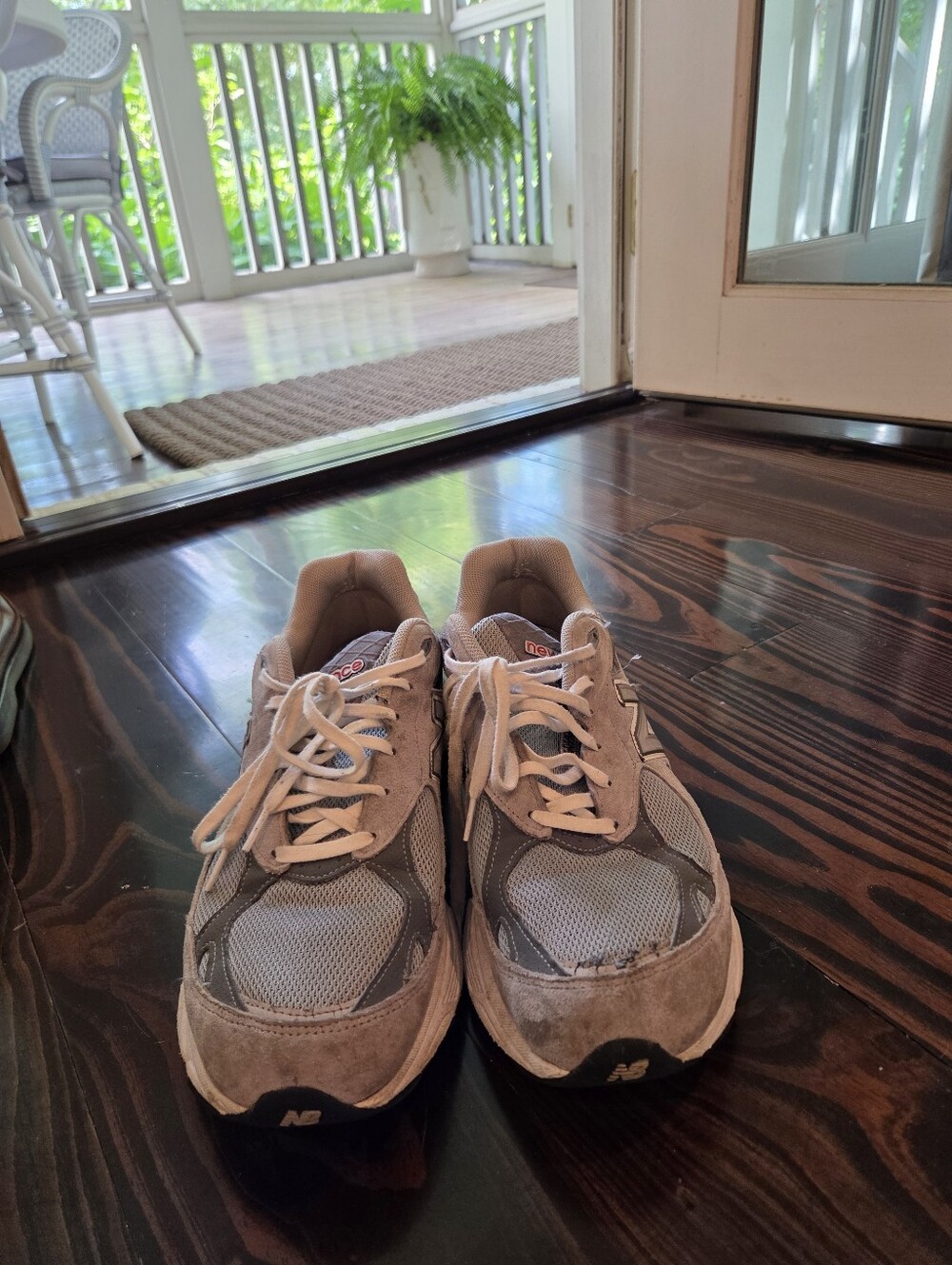 New Balance Grey Mesh & Suede Sneakers